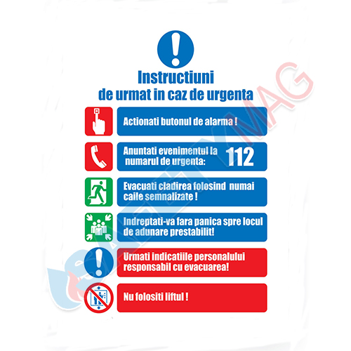 Instructiuni in caz de urgenta